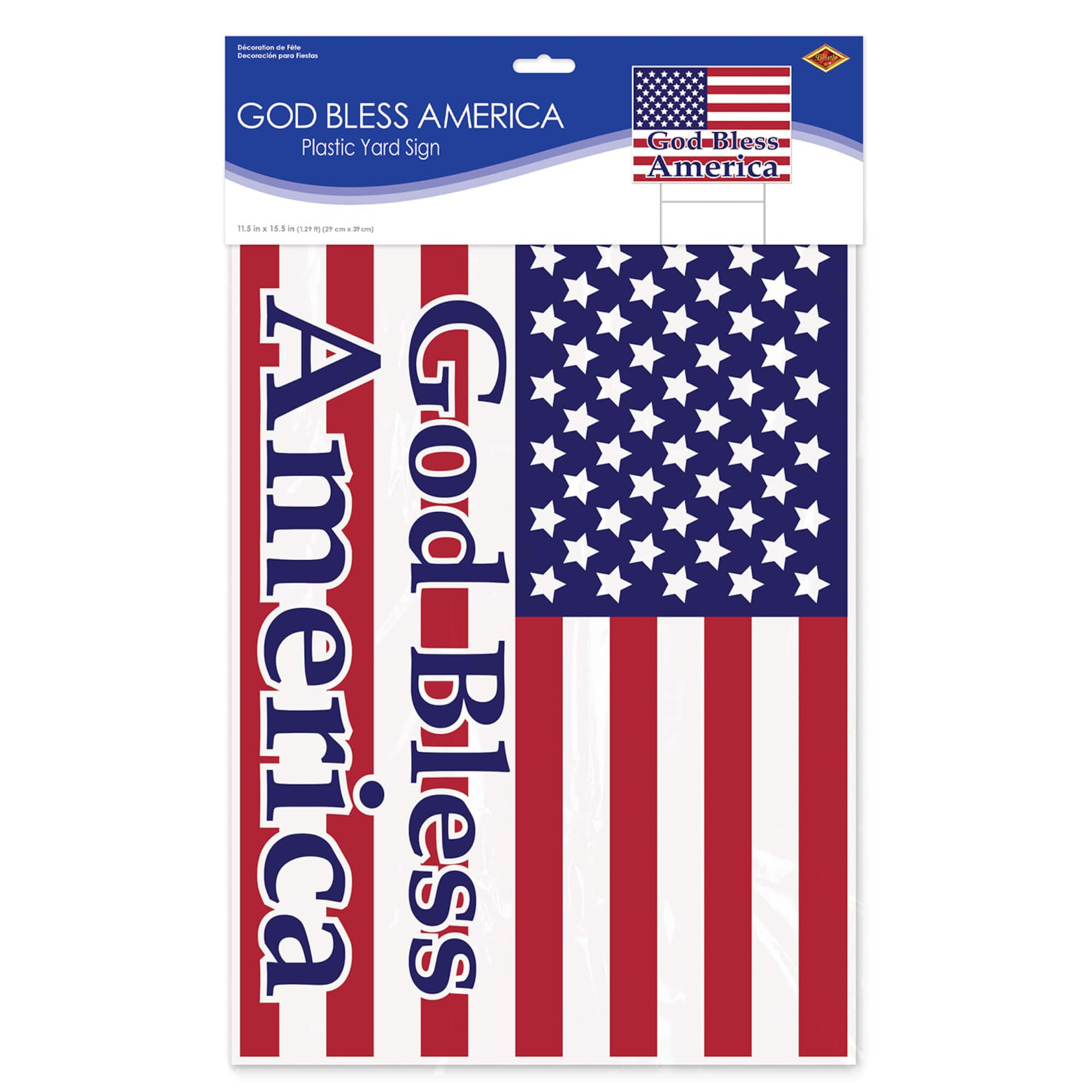 Beistle 11.5" x 15.5" God Bless America Plastic Yard Sign